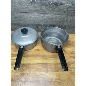 Wagner GHC Magnalite Saucepan Double Spout 3Qt & 2.5Qt ~same Lid Fit Both
